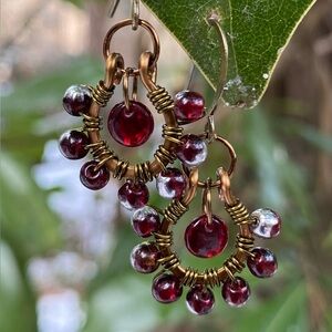 Crimson Beaded Earrings